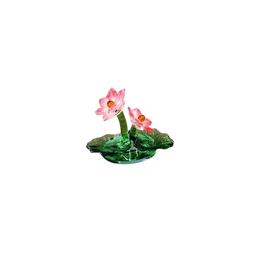 Amazon.co.jp: 幸運 水晶ピンク蓮の花 クリスタル ガラス